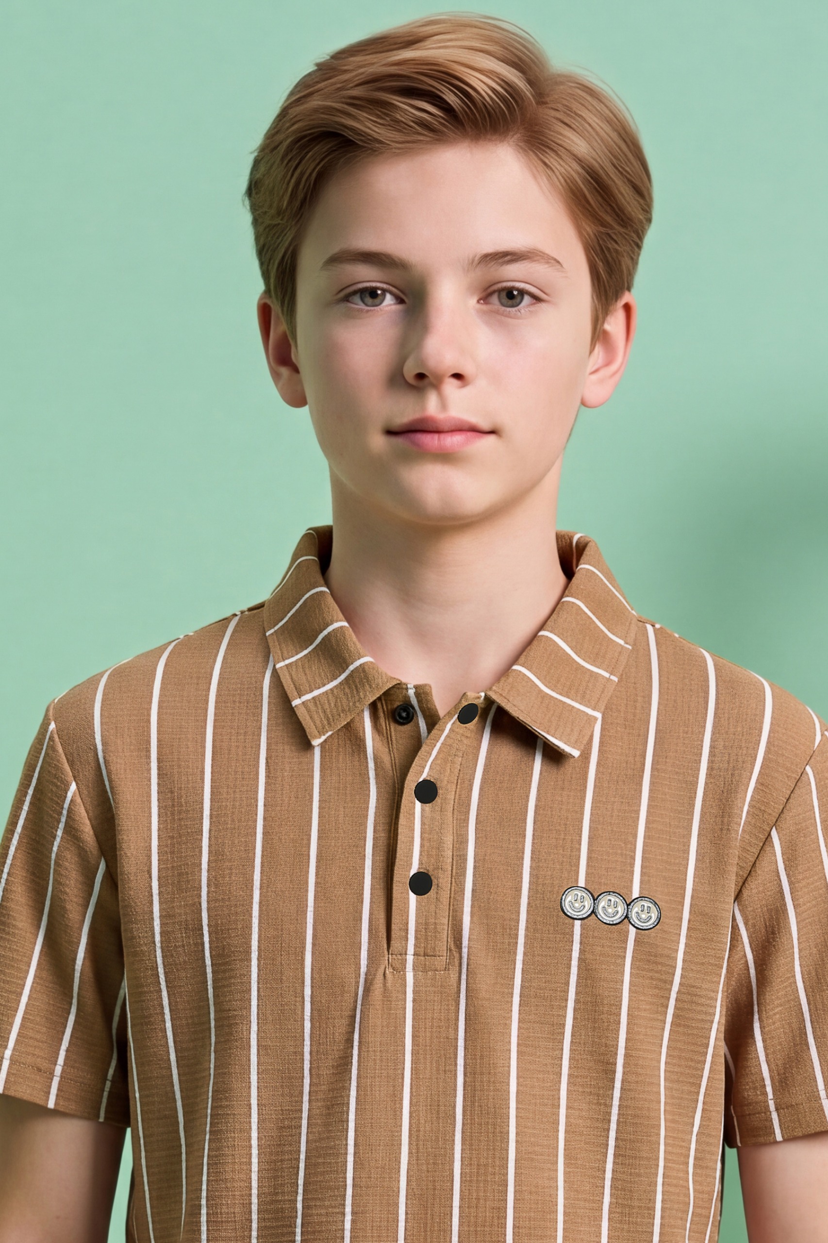 Boys Vertical Stripe Polo T-Shirt - view 2