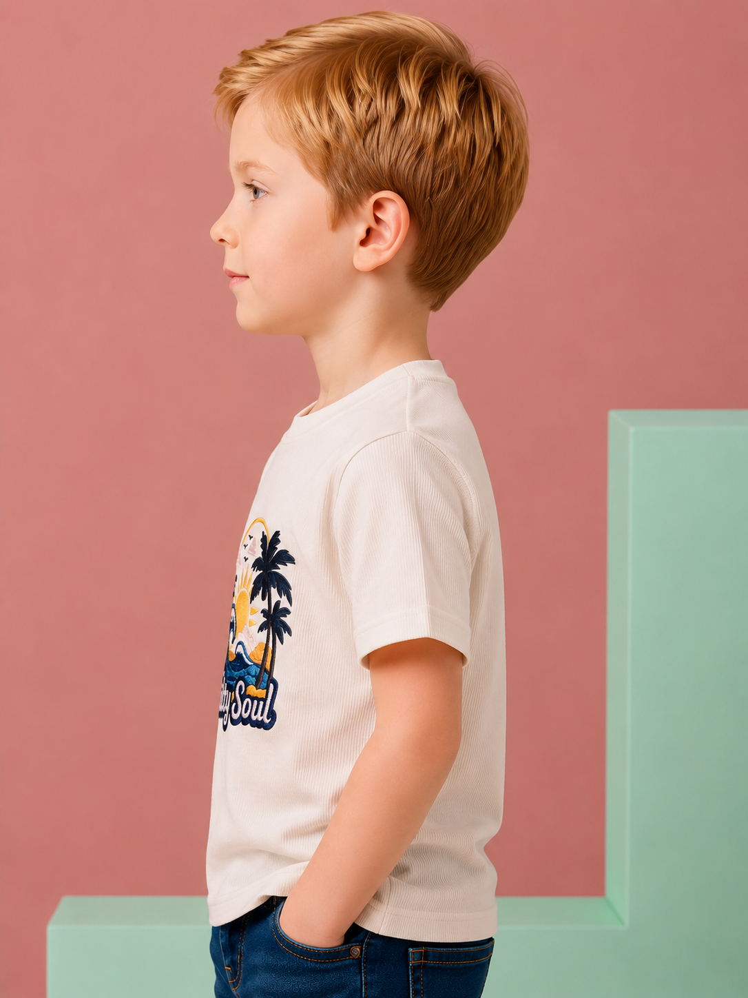 Boys Jacquard Round Neck T-Shirt - view 3