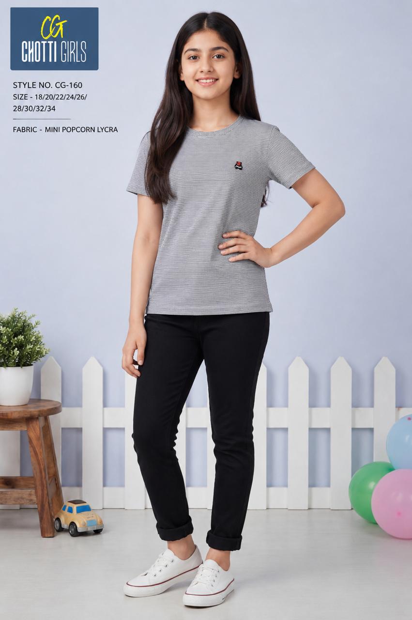 Girls Casual Crop Top Round Neck Half Sleeve T-Shirt