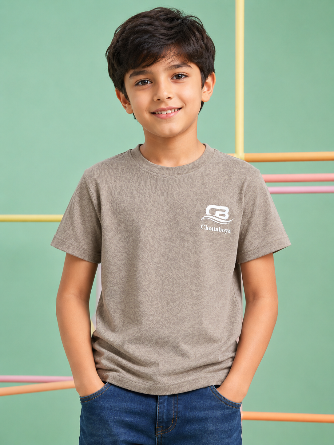 Boys Jacquard Round Neck T-Shirt - CB-930