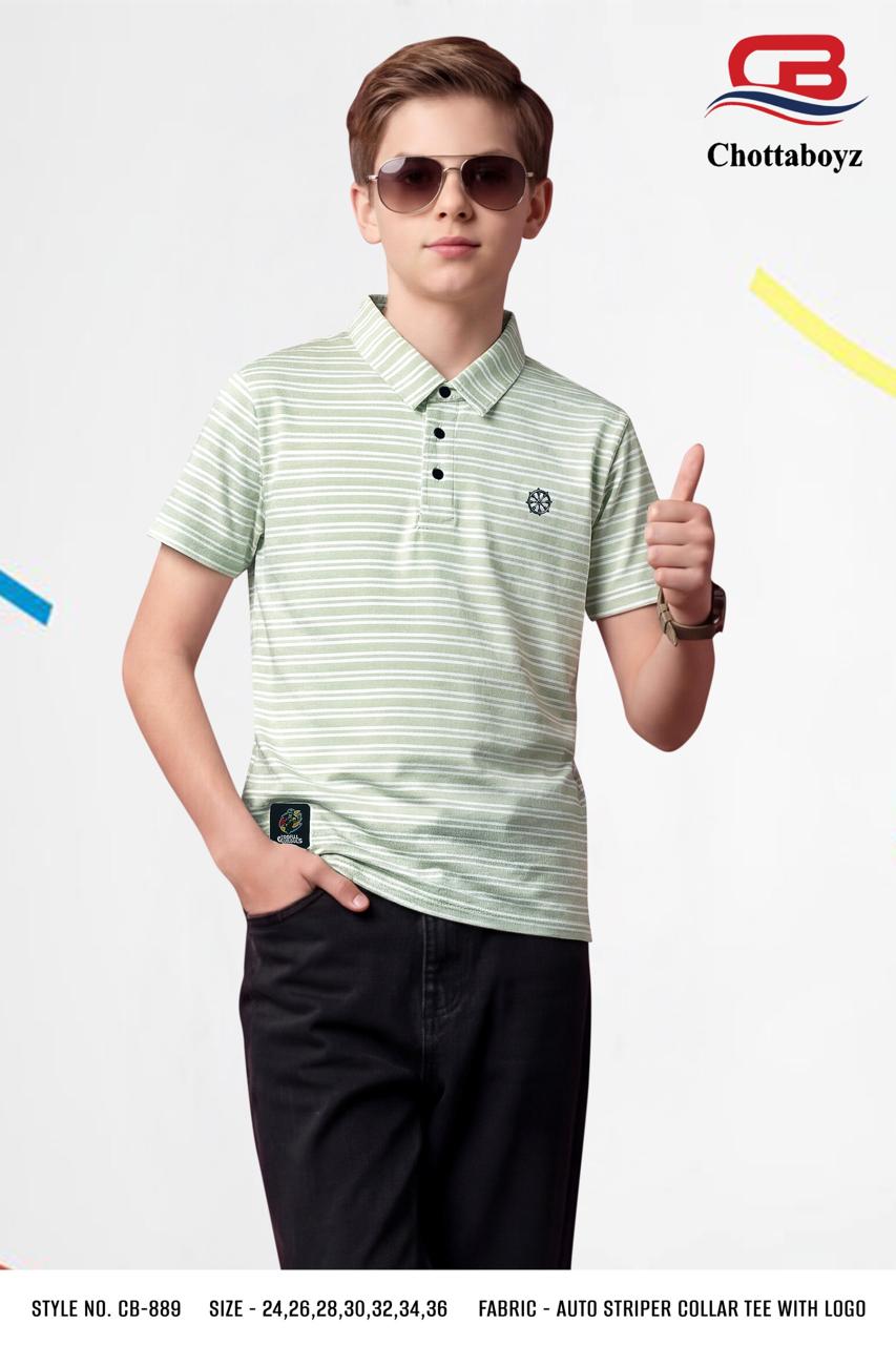Boys Striped Polo Collar T-Shirt - CB-889