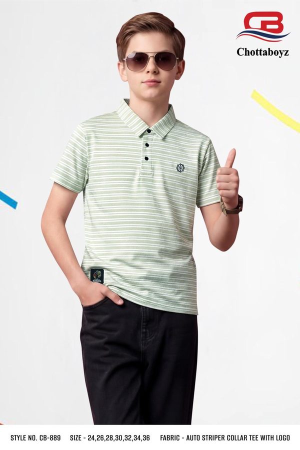 Boys Striped Polo Collar T-Shirt - CB-889
