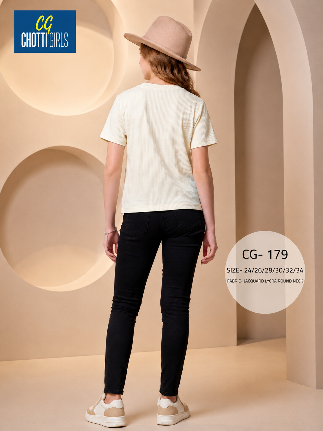 Girls Jacquard Round Neck Crop Top - view 2