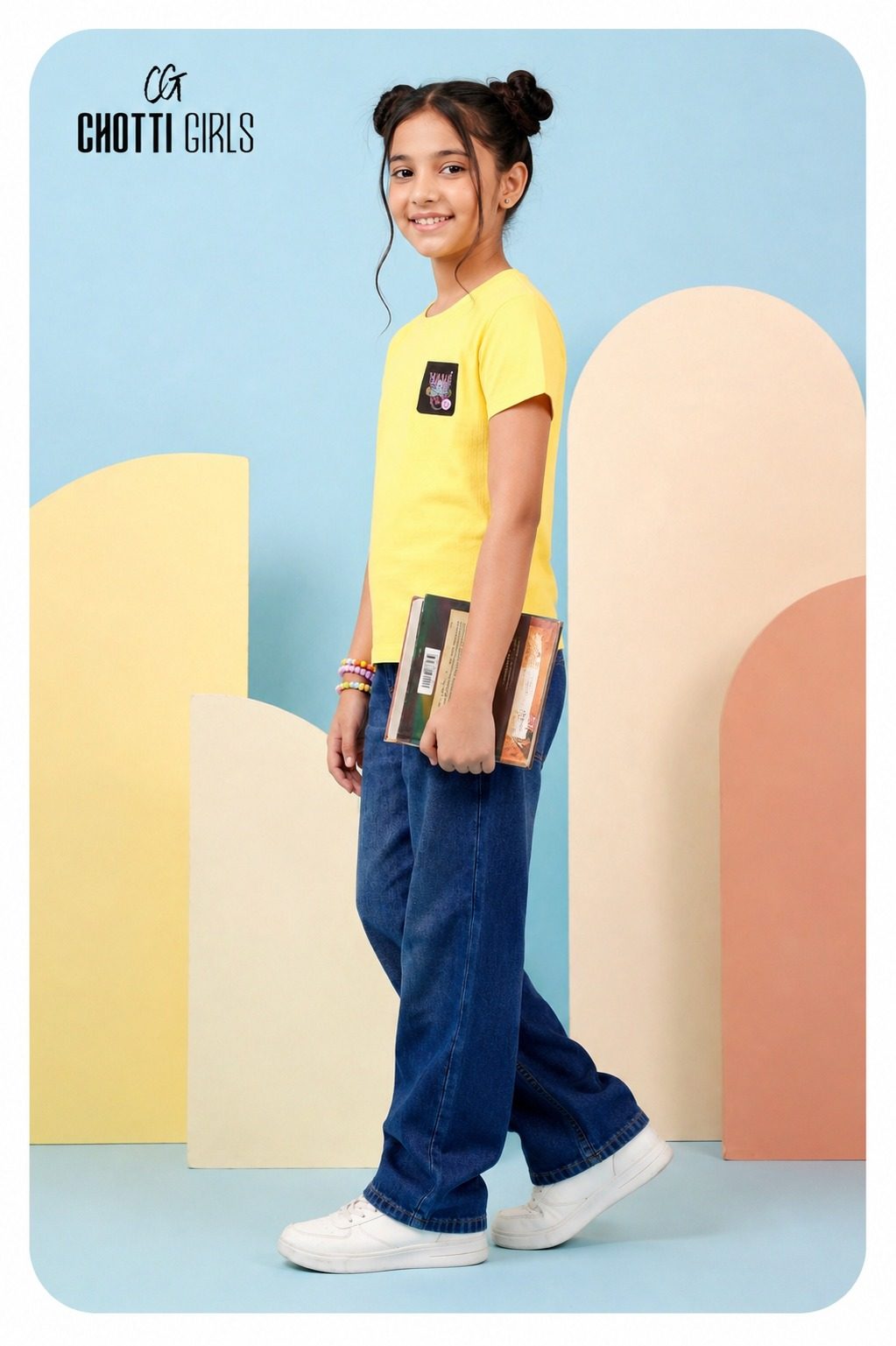 Girls Basic Round Neck Half Sleeve T-Shirt - view 3