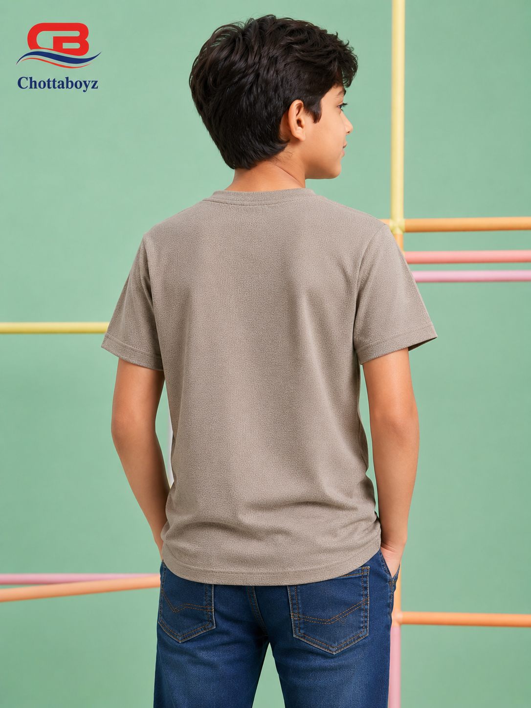 Boys Jacquard Round Neck T-Shirt - view 2
