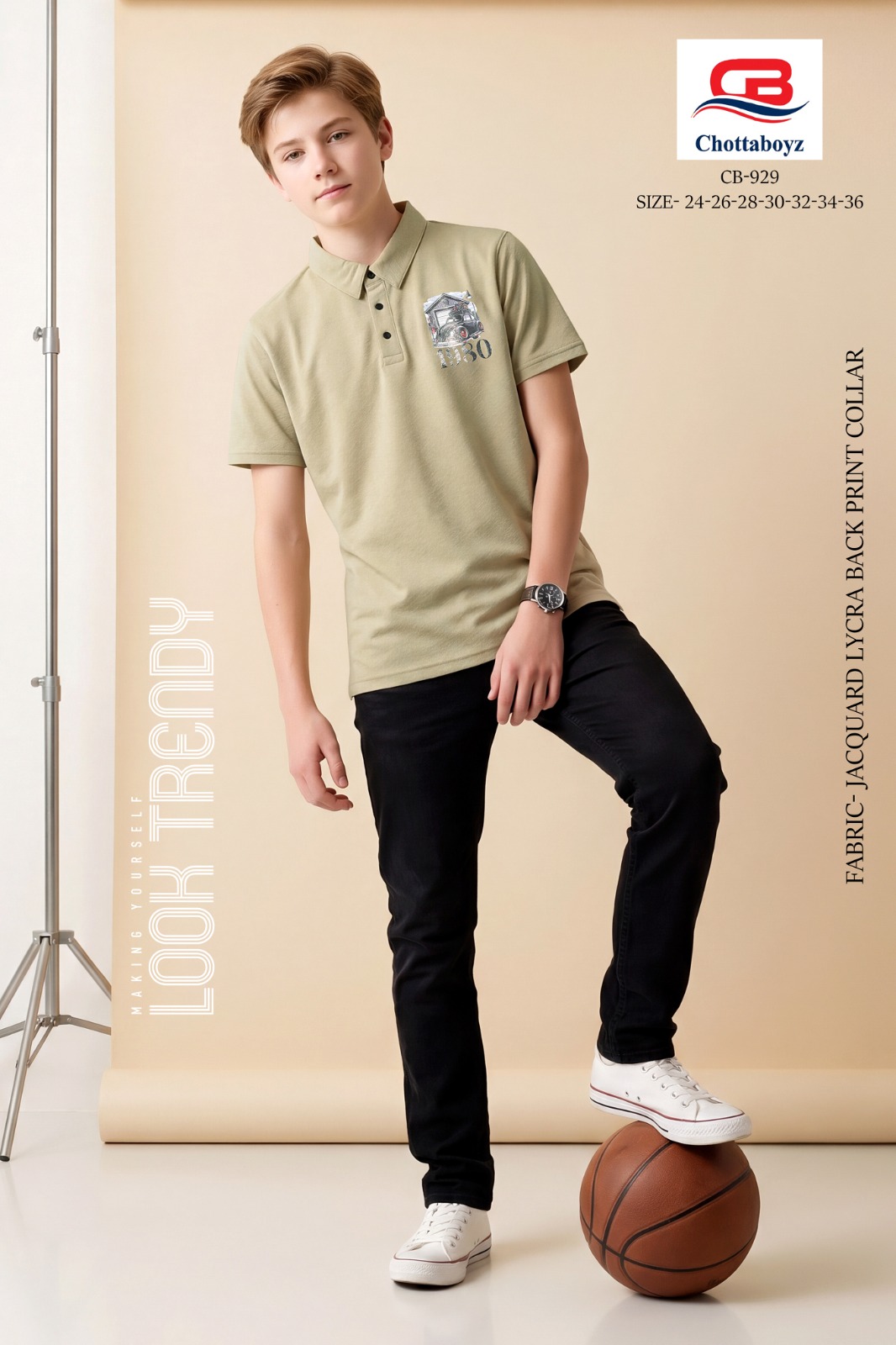 Boys Polo T-Shirt | Kids Jacquard Lycra Casual Wear | Premium Tee