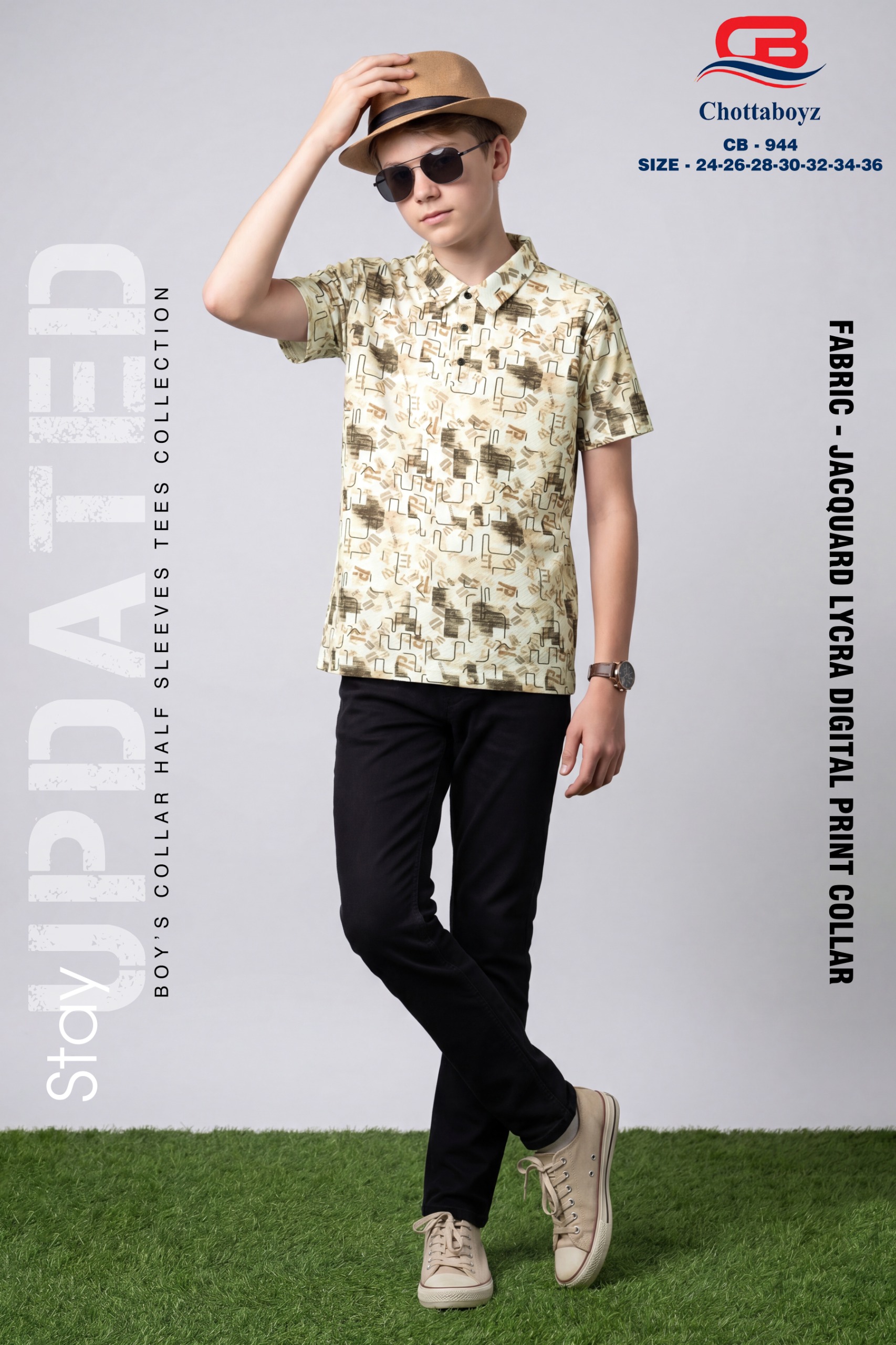 Boys Printed Polo Collar T-Shirt - CB-944