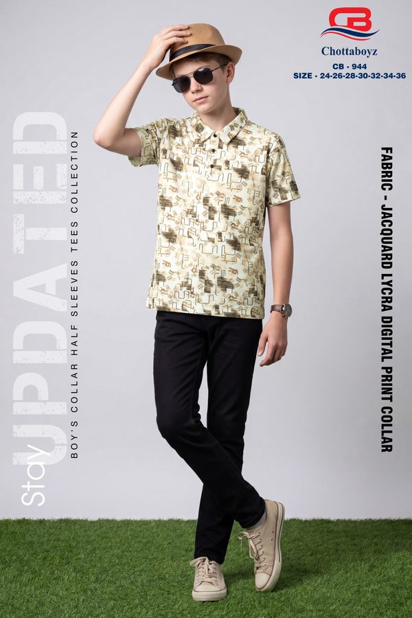 Boys Printed Polo Collar T-Shirt - CB-944