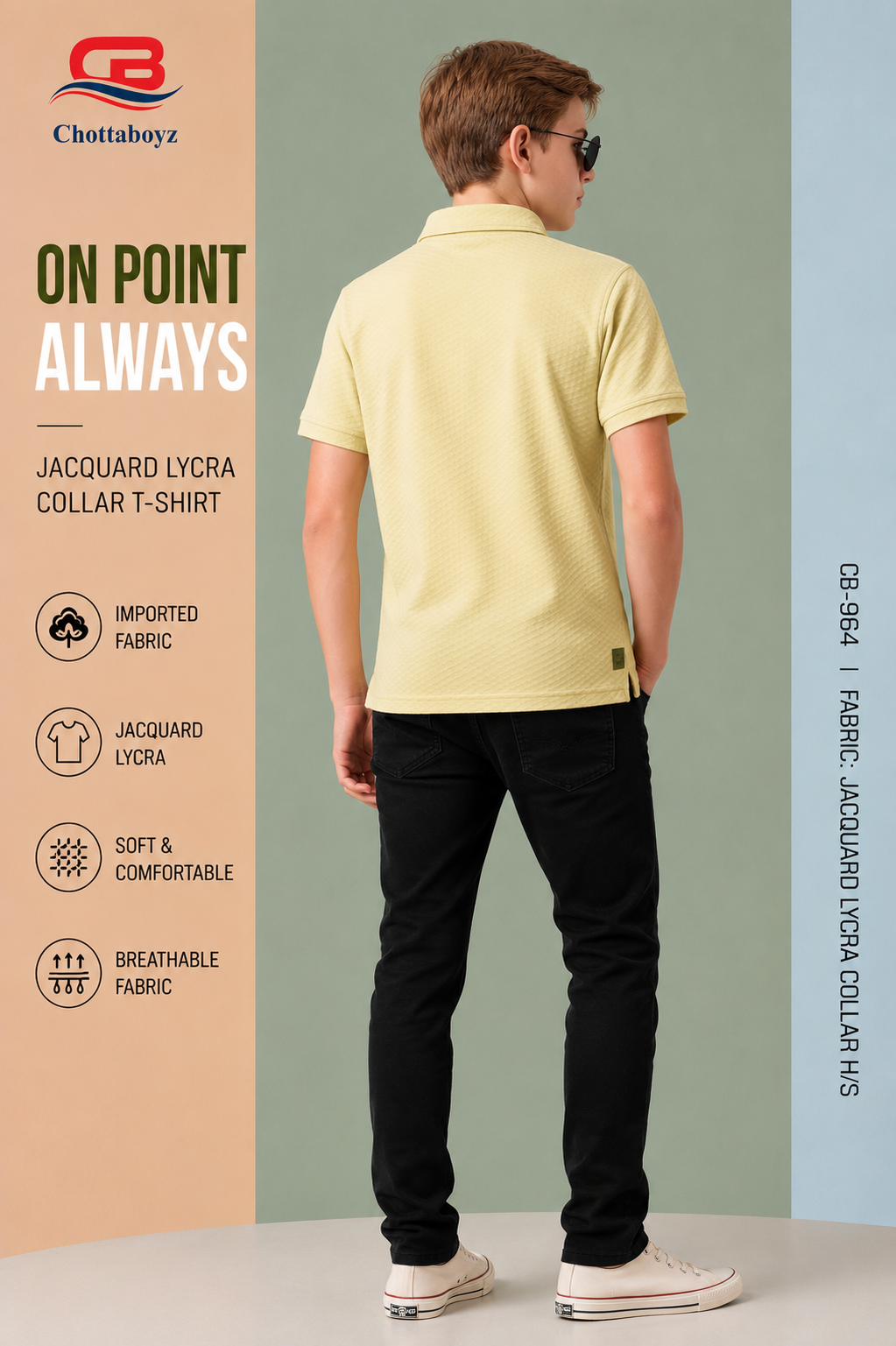 Boys' Jacquard Lycra Polo T-Shirt | Premium Casual Wear - view 3