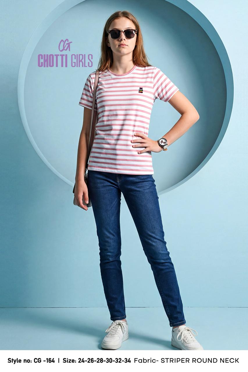 Girls Striped Round Neck Half Sleeve T-Shirt - view 2