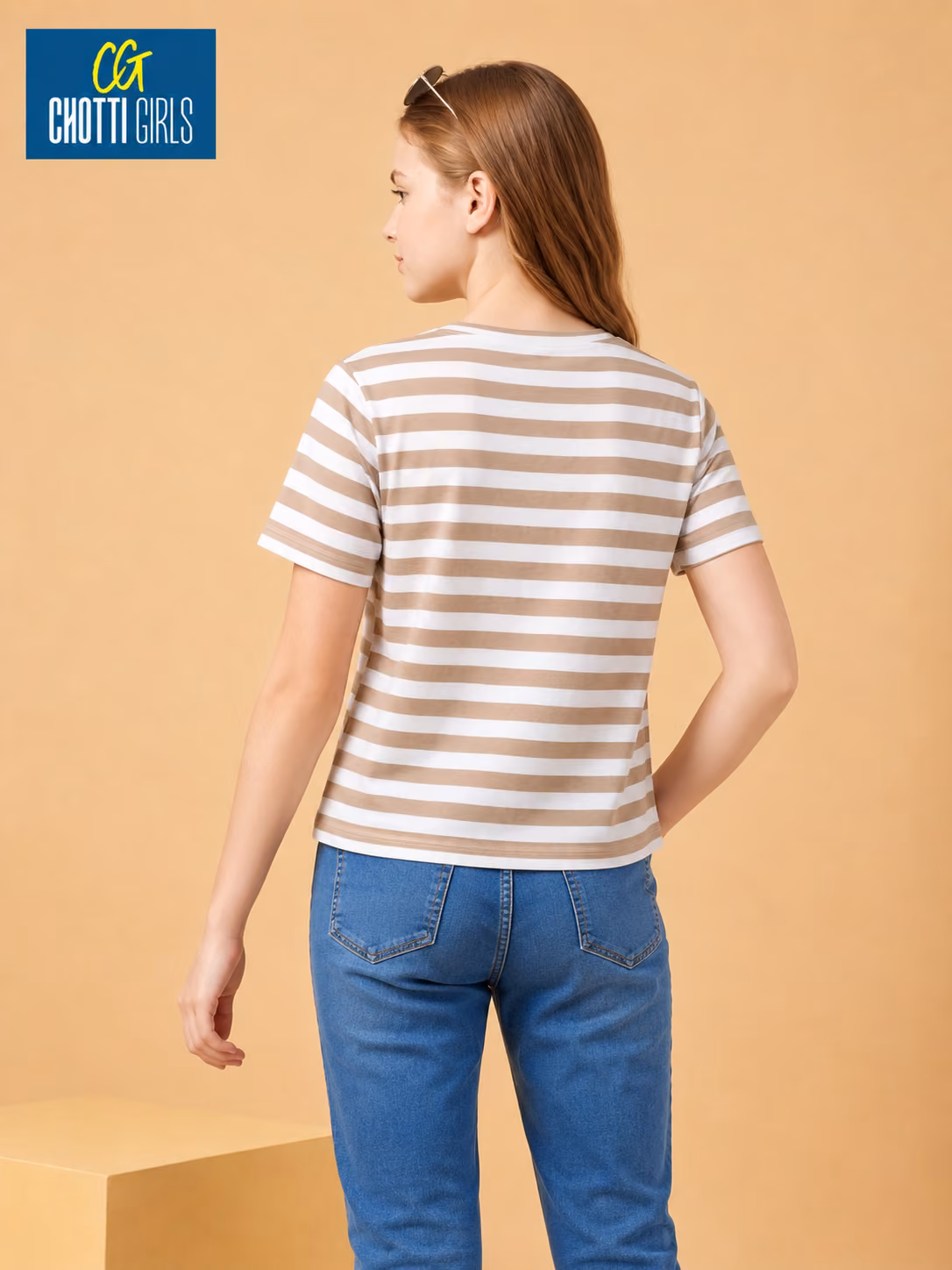 Girls Striped Round Neck Crop Top - CG-176