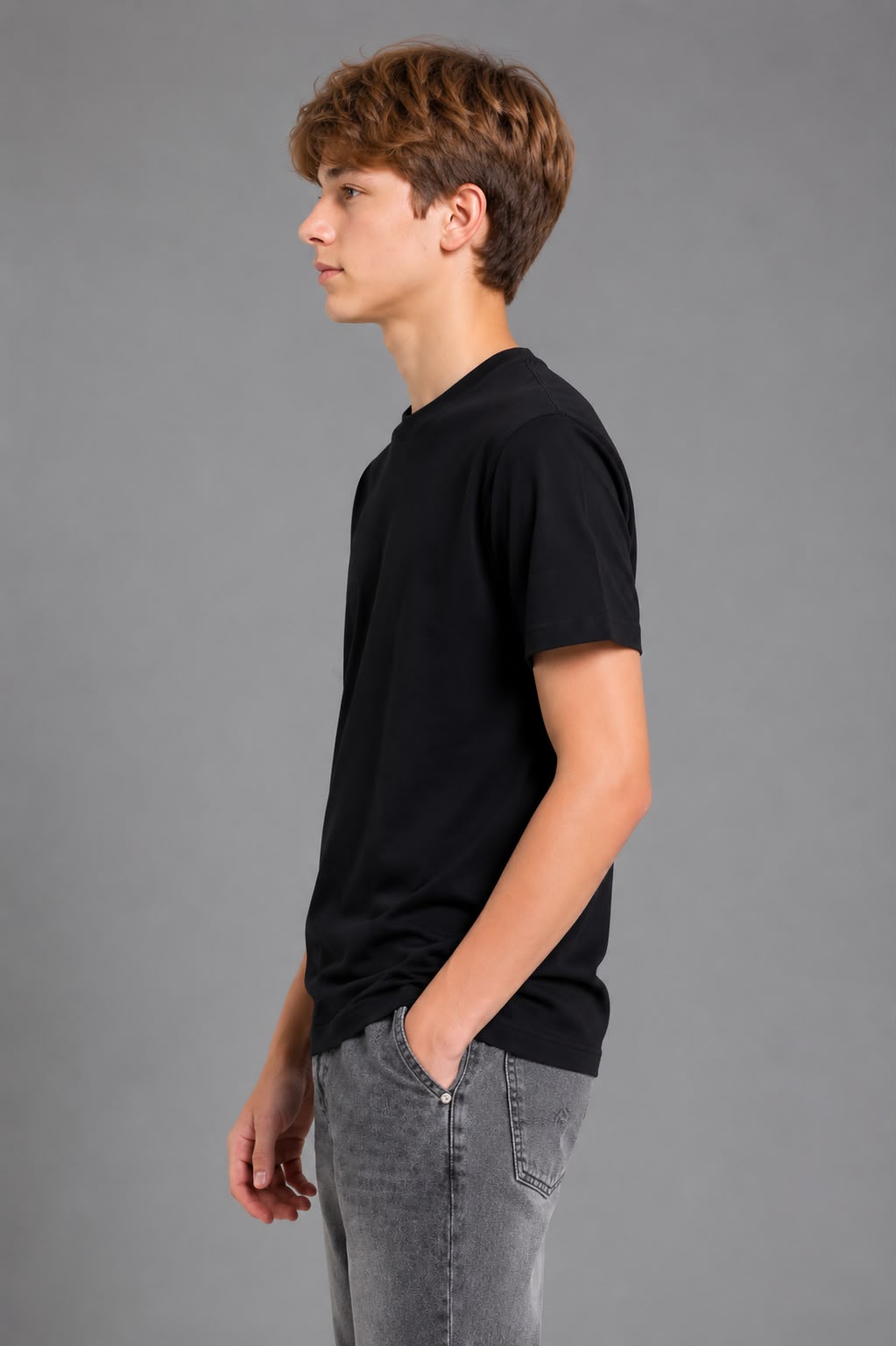 Boys Cotton Solid Black  Round Neck T-Shirt - view 2