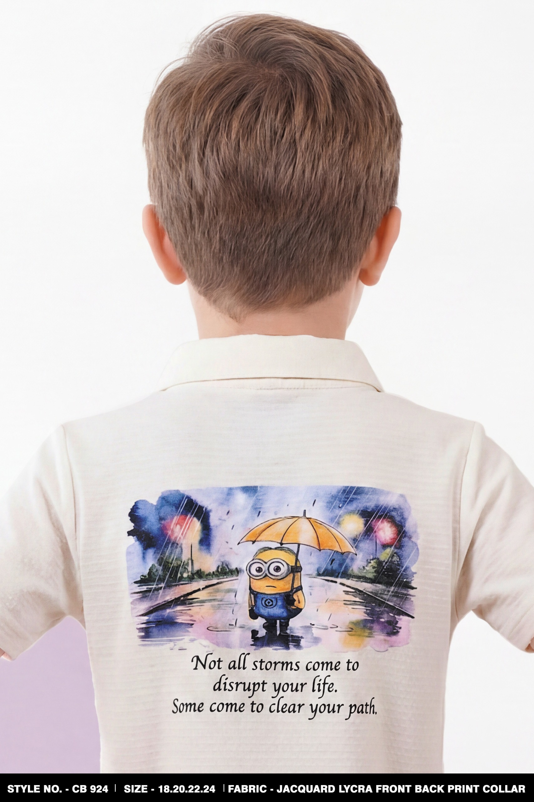 Boys  Polo Collar Front & Back Print Half Sleeve T-Shirt - view 2