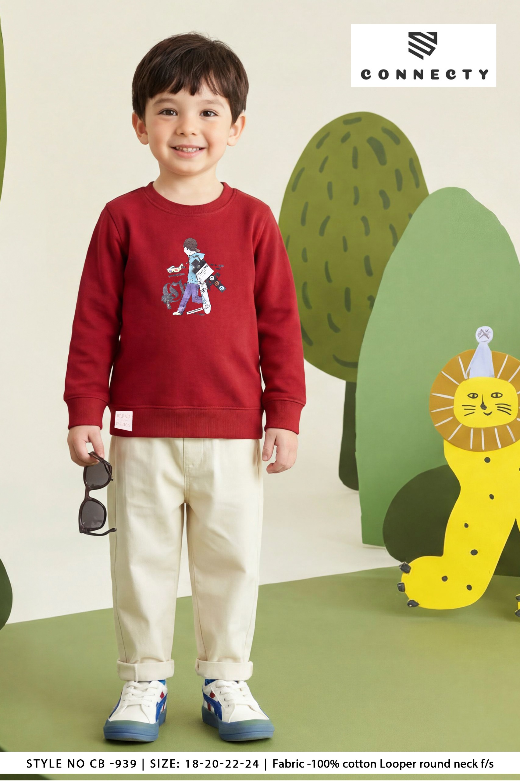 Boys Graphic Print Round Neck Half Sleeve T-Shirt - CB-939