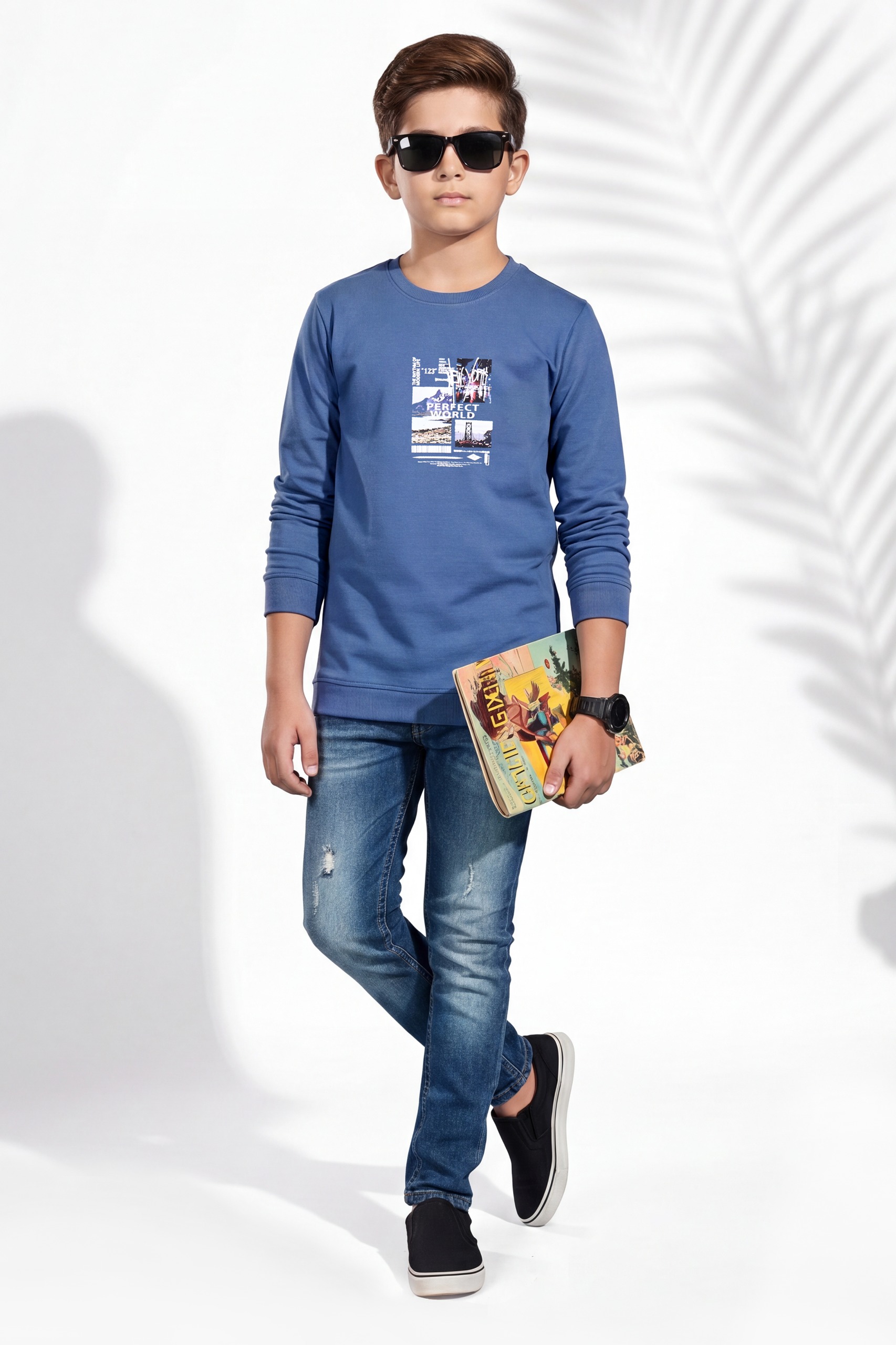 Boys Back Print Round Neck Full Sleeve T-Shirt - CB-976