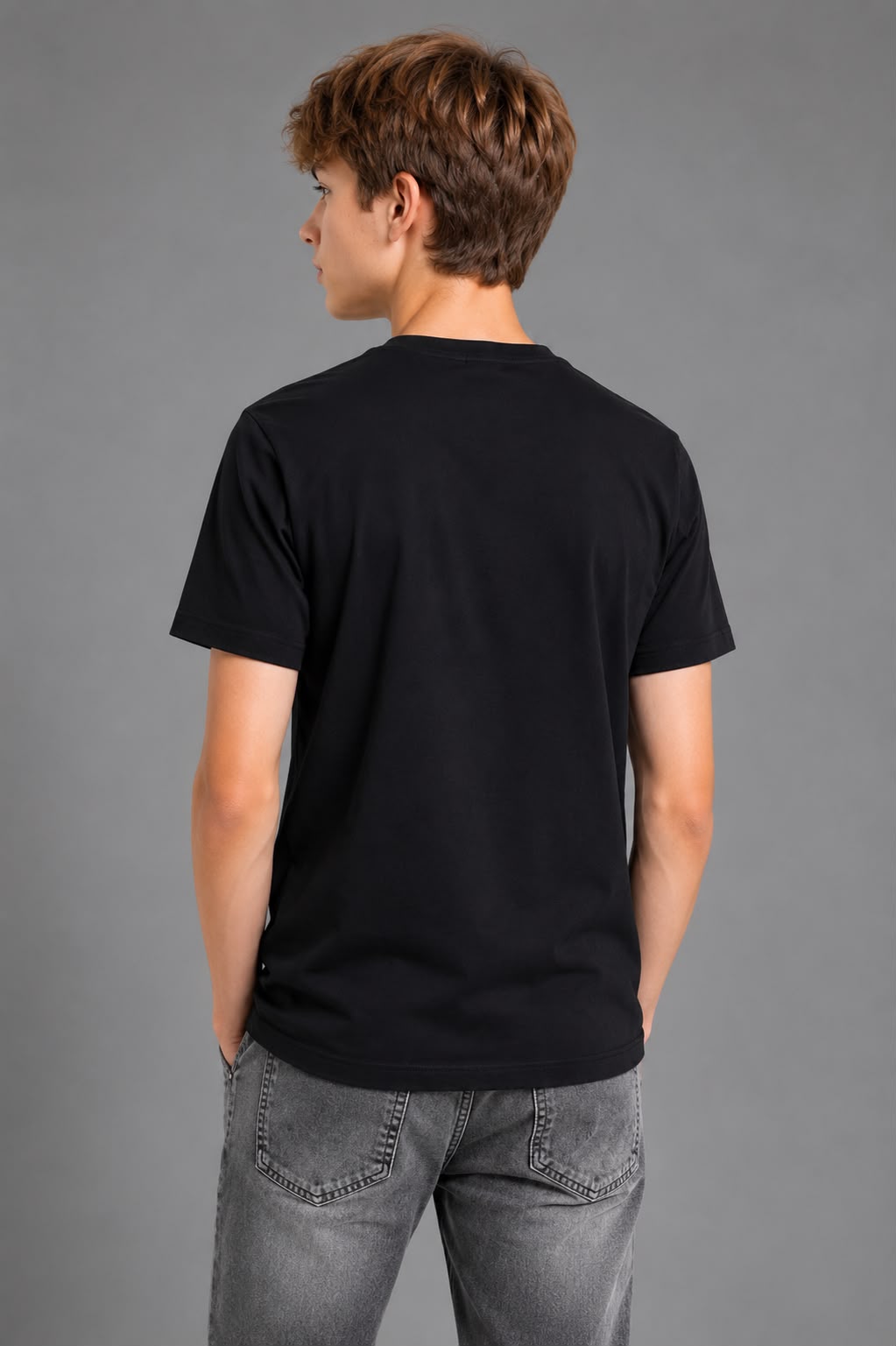 Boys Cotton Solid Black  Round Neck T-Shirt - view 3