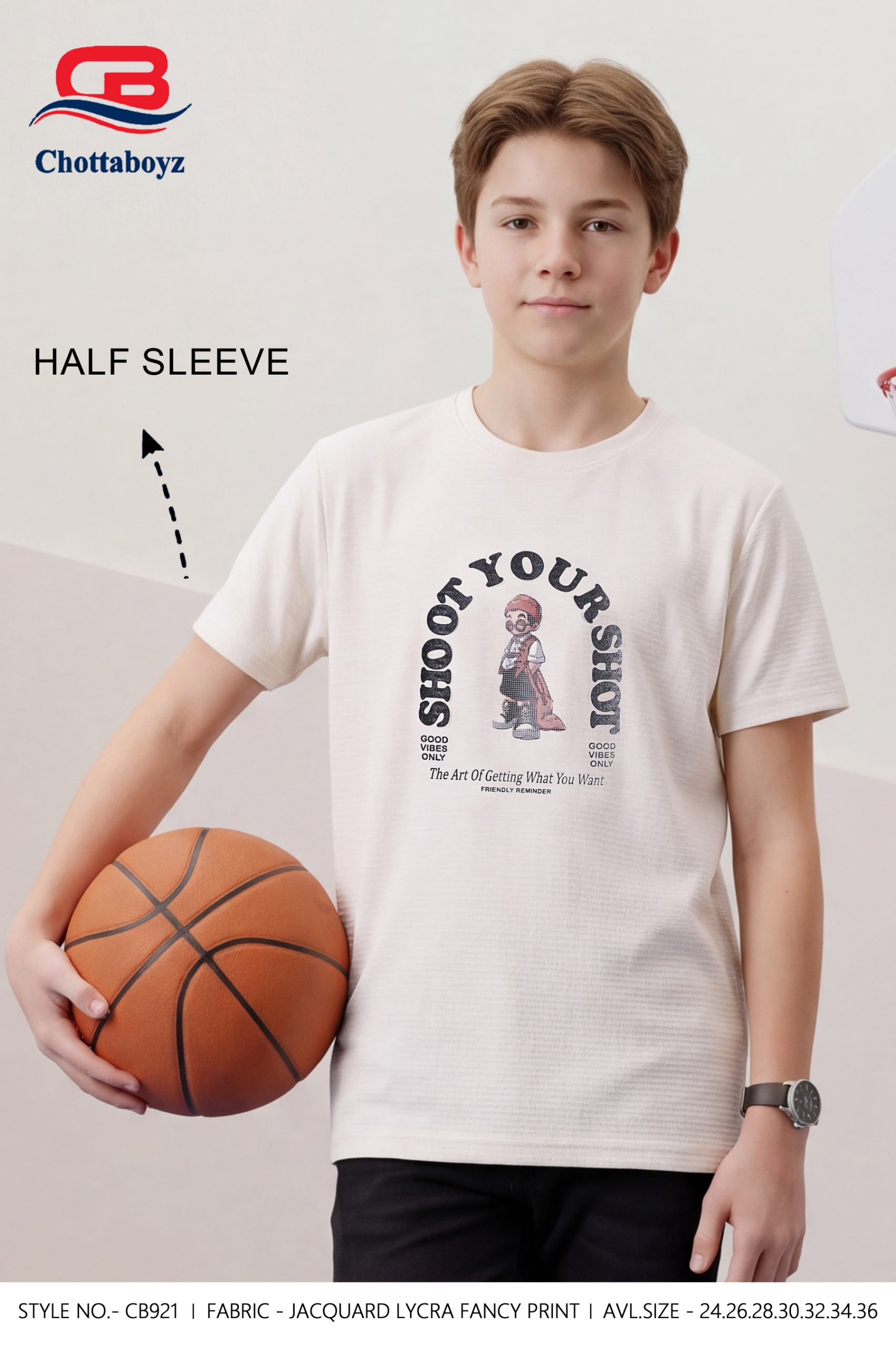 Boys Solid Regular Fit Round Neck Half Sleeve T-Shirt - CB-921